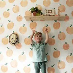 Roomblush Nursery Zumo Peaches 4 Lane Repeatable Wallpaper Mural 200 x 285cm, Orange