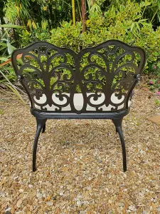 Cast Aluminium Love Seat Bench - Black