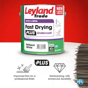 Leyland Trade Fast Dry Plus Brilliant White Metal & wood Undercoat, 2.5L