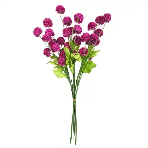 Pack of 6 x 50cm Dahlia Pompom Pink Artificial Stem