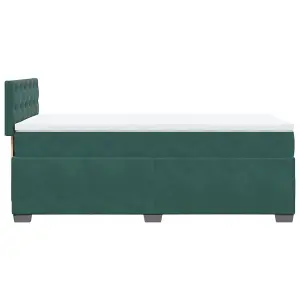 Berkfield Box Spring Bed with Mattress Dark Green 90x190 cm Velvet