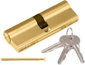 3535 Euro Cylinder Lock 70mm Euro Door Barrel Lock with 3 Keys, Anti-Bump, Anti-Drill and Anti-Pick Door Lock with Key Brass