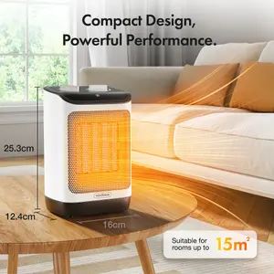 VonHaus Space Heater 2000W, Portable Electric Ceramic PTC Fan Heater with Thermostat, 5 Modes, Low Noise