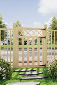 Cross Top Wooden Fence Gate for Garden and Yard Entryways 120cm W x 90cm H