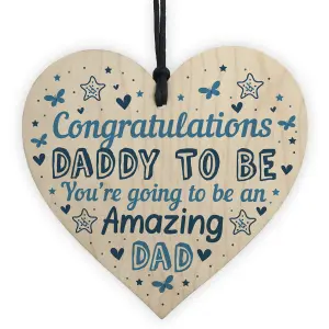 Red Ocean Daddy To Be Sign Baby Shower New Dad Gift Wooden Heart New Baby From Bump Present Keepskae