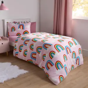 Rainbow Duvet Cover Set Warm Teddy Fleece Bedding Supersoft Quilt Thermal Warm