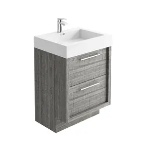 Walter Floor Standing 600mm Vanity Unit in Grey Wood