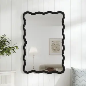 Metal Decorative Wall Mounted Shatterproof Mirror with Black Frame