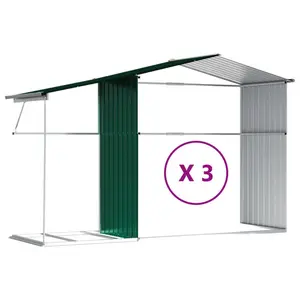 Breban Garden Shed 277 x 365.5 x 179 cm Galvanised Steel Green