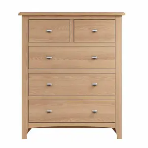 2 Over 3 Chest of Drawers - Pine/MDF - L80 x W40 x H95 cm - Light Oak