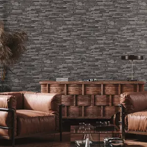 Galerie Silver Grey Rocky Retreat Motif Wallpaper