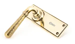 From The Anvil Aged Brass Hammered Newbury Lever Lock Set