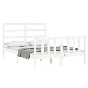 Berkfield Bed Frame with Headboard White 4FT Small Double Solid Wood