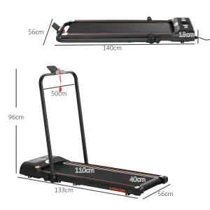 HOMCOM Foldable Walking Treadmill Aerobic Exercise Machine w/ LED Display