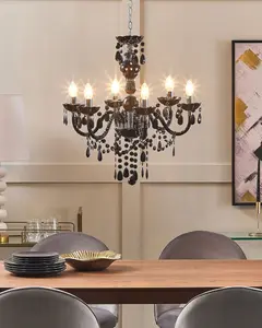 6 Light Acrylic Chandelier Black KALANG L