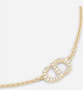 DIOR Petit CD Necklace Gold-Finish Metal And Silver-Tone Crystals - Women