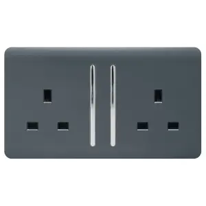 Trendiswitch Warm Grey 2 Gang 13 Amp Switched Socket