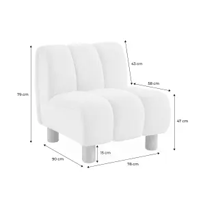 sweeek. Wooden armchair with rounded legs in boucle fabric Angel White 78x90x79 cm