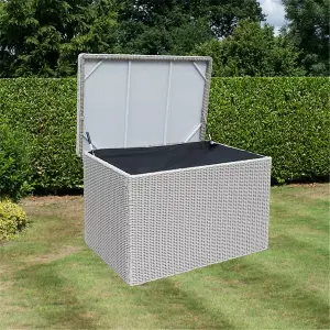 Garden Cushion Box - Putty Grey Rattan Weave