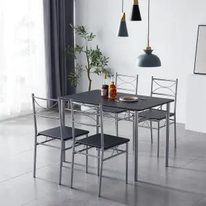 MCC Direct Dining table and 4 chairs Set with Metal frame Silvia Range - Black