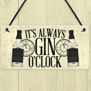 Red Ocean Gin O'Clock Friend House Warming Birthday Gift Plaque Garden Kitchen Gin  Tonic Sign