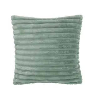 Catherine Lansfield Cosy Ribbed Faux Fur Soft Touch 45x45cm Cushion Green