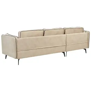 Corner Sofa ALTAN Beige Velvet Right Hand