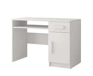 All-White Computer Desk H760mm W1100mm D500mm - Minimalist Design for Versatile Study Spaces