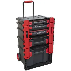 Multi-Compartment Portable Tool Chest with Wheels - 500 x 410 x 770mm