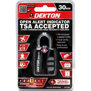 Dekton 3 Digit TSA Accepted Combination Security Padlock Safe Luggage Gym Lock