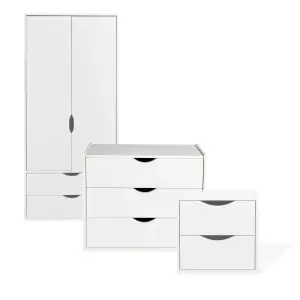 Hartnett Matt soft white 2 Drawer Bedside table (H)435mm (W)450mm (D)388mm