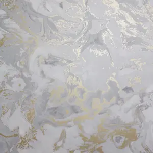 Muriva Grey & Gold Marble Metallic effect Embossed Wallpaper