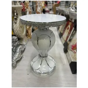 Italian End Table Mirrored Crystal Side Table Sparkly White F047