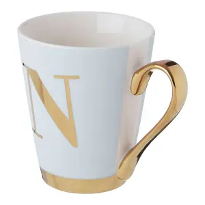 Maison by Premier Mimo White Frosted Deco N Letter Monogram Mug