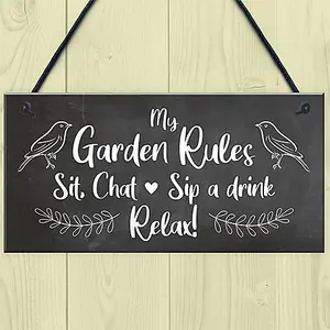 Red Ocean My Garden Rules Sign Shabby Chic Sign Summerhouse Sign Garden Shed Sign Friendship Gift