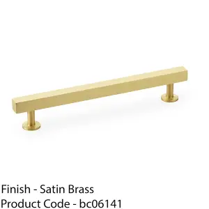 Straight Square Bar Pull Handle - Satin Brass 160mm Centres SOLID BRASS Drawer