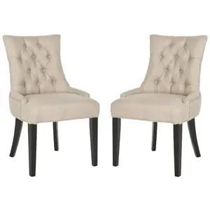 Baumgarten Upholstered Dining Chair (Set of 2) Ecru / Espresso