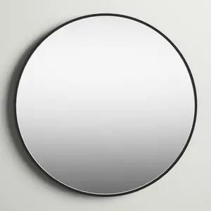 Round Metal Accent Wall Mirror Black / 80cm H x 80cm W