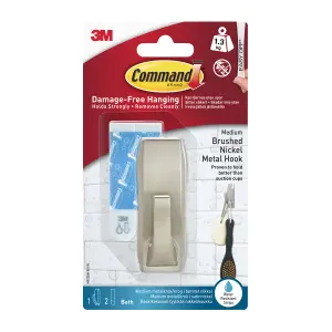 3M Command Modern Reflections Medium Bath Hook (Holds)1.3kg