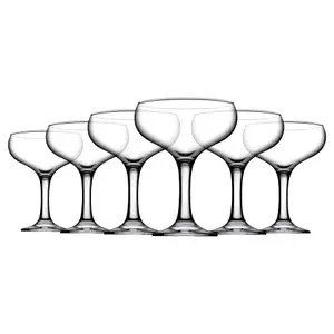 Pasabahce Bistro Glass Champagne Saucers - 280ml - Pack of 6