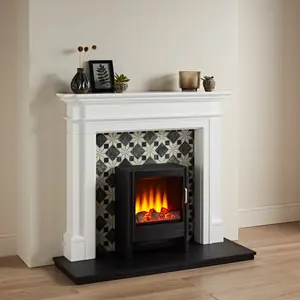 Focal Point Montana White & black MDF Timeless Fireplace surround set