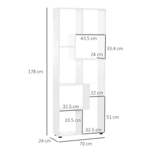 HOMCOM Multipurpose 8-Grid Bookshelf Decorative Shelf, Bathroom, Kitchen White