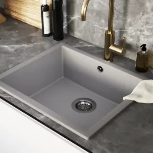 GoodHome Sorrel Grey Composite quartz 1 Bowl Kitchen sink 550mm x 460mm