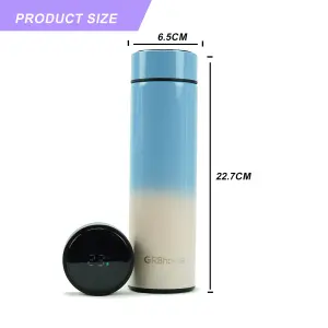 Smart 500ml Water Bottle Stainless Steel Vacuum Flask With Temperature Display Gradient Blue