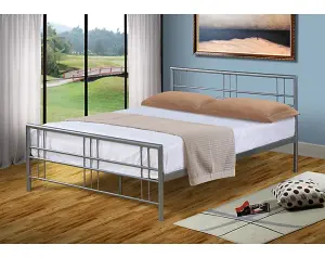 Comfy Living Single Metal Bed frame in Silver