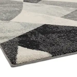 Grey Funky Modern Abstract Geometric Dining Room Bedroom & Living Room Rug-160cm X 230cm