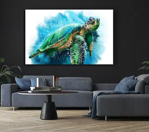 The Sea Turtle Watercolour Canvas Print Wall Art - Medium 20 x 32 Inches