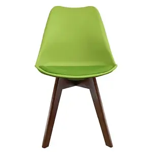 Soho Green Plastic Dining Chair with Squared Dark Wood Legs