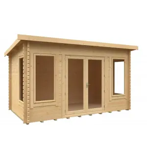 14ft x 8ft (4.26m x 2.43m) 44mm Wooden Log Cabin (19mm Tongue and Groove Floor and Roof) (14 x 8) (14x8)