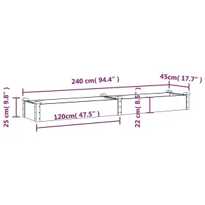 Berkfield Garden Raised Bed with Liner Brown 240x45x25 cm Solid Wood Fir